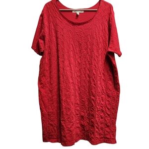 VICTORIAS SECRET VINTAGE COTTON Nightgown Womens L Red Lace Embroidered Hearts